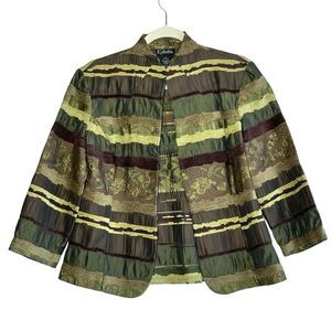 K STUDIO COLLECTION Boho Mixed Media Open Blazer Jacket Coat - Size 8